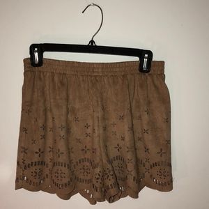 Design Lab Suede Laser Cut Shorts